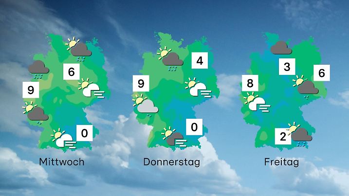 Wettertrend von Mittwoch bis Freitag