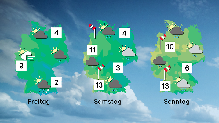 Wettertrend von Freitag bis Sonntag