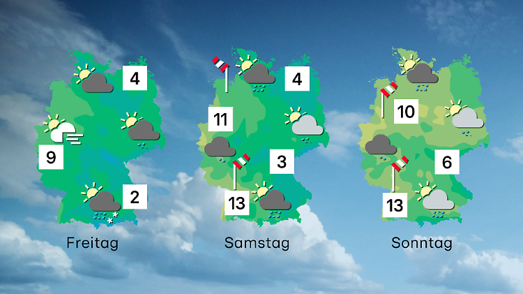 Wettertrend von Freitag bis Sonntag