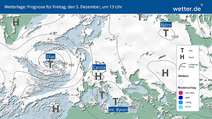 Trotz Hoch Carola liegt eine dichte Wolkendecke über Deutschland.