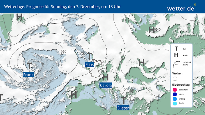 Wir geraten in den Einflussbereich von Tief Elias