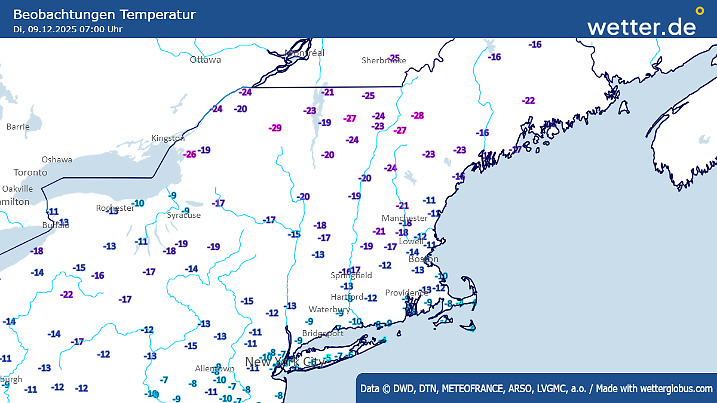 Hier steckt der Winter: -28 Grad nördlich von New York Richtung kanadischer Grenze