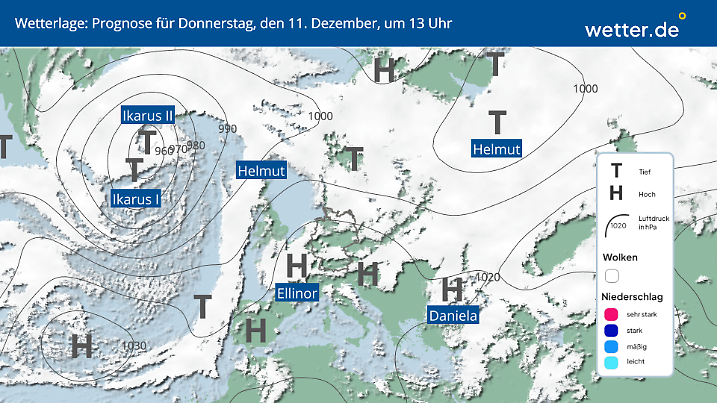 Wetterlage für Donnerstag, 11.12.2025