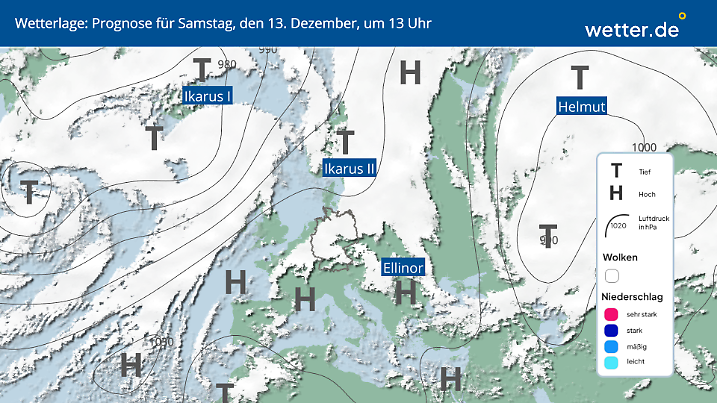 Wetterlage am Samstag, 13.12.2025