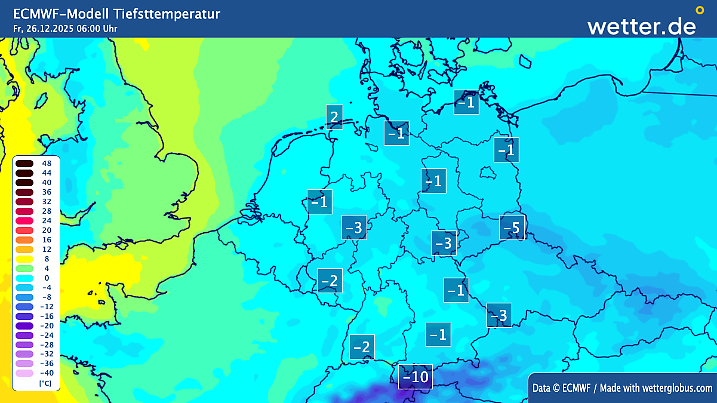 Tiefstwerte am 26.12.2025