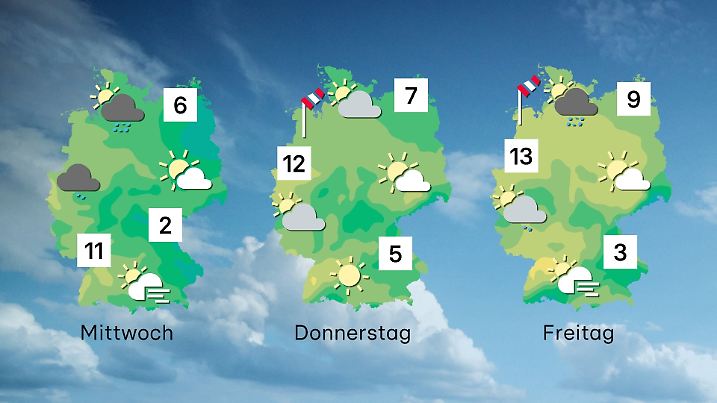 Wettervorhersage für 3 Tage ab Mittwoch, 17. Januar