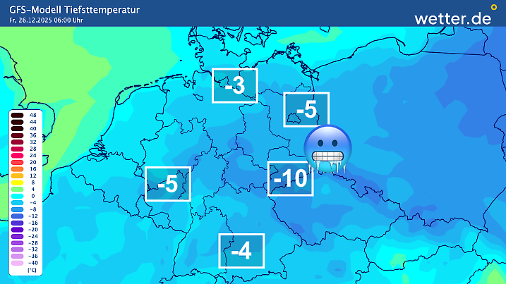 Tiefstwerte Deutschland zu Weihnachten 2025.