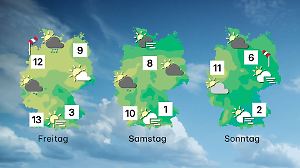 Wettervorhersage für 3 Tage ab Freitag.