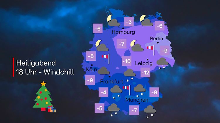 Windchill-Temperaturen Weihnachten in Deutschland