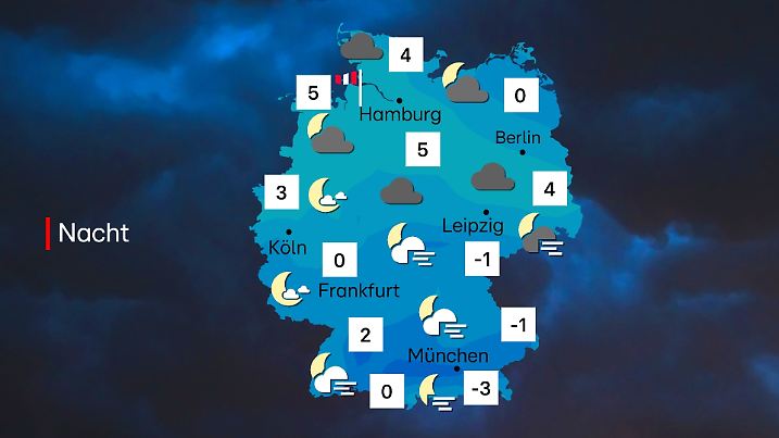 Wettervorhersage für die Nacht auf Montag, 22. Dezember