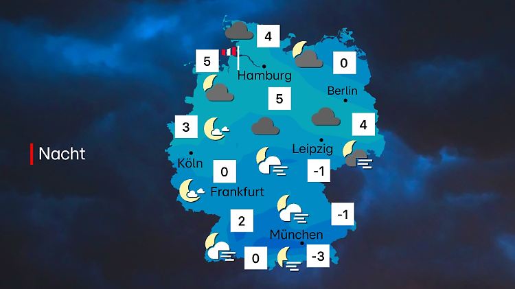 Wettervorhersage für die Nacht auf Montag, 22. Dezember