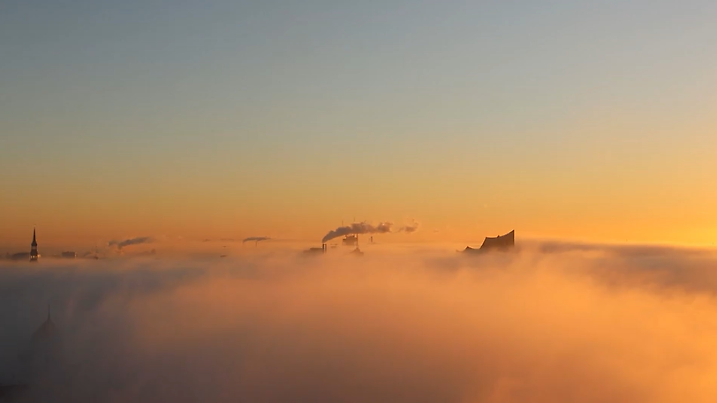 Bodennebel am Morgen in Hamburg