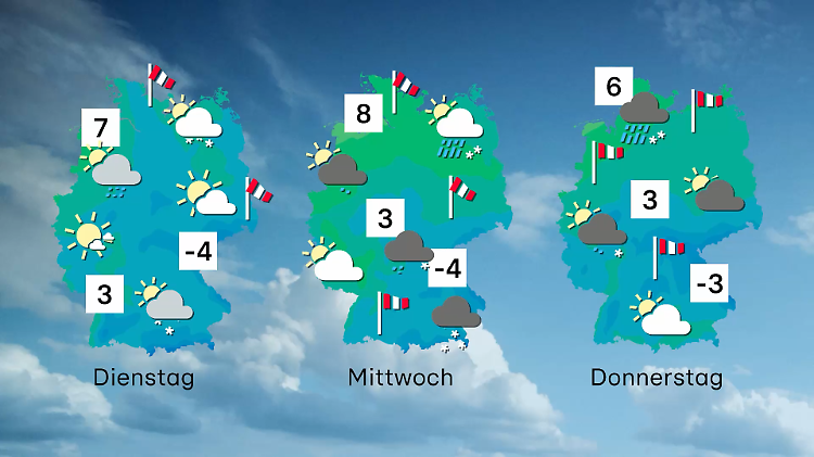 Wettertrend von Dienstag bis Donnerstag