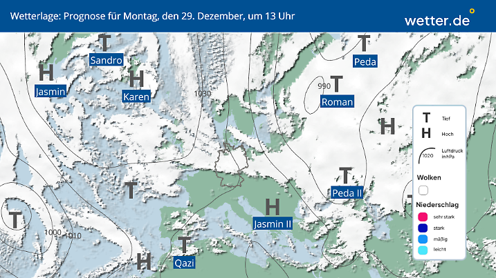 Wetterlage am Montag