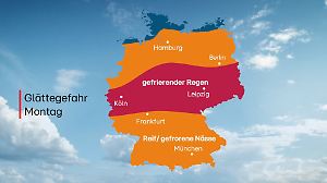 Hier wird es jetzt gefährlich: Glättelage mit Glatteis und gefrierendem Regen