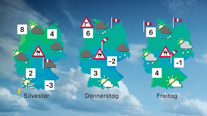 Wind bis Sturm und glatte Straßen machen den Start ins neue Jahr mehr als ungemütlich.