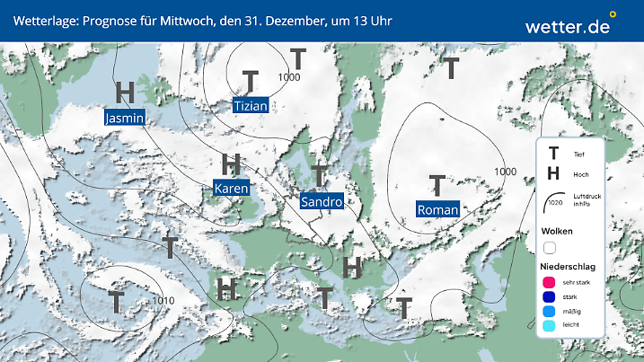 Wetterlage zu Silvester