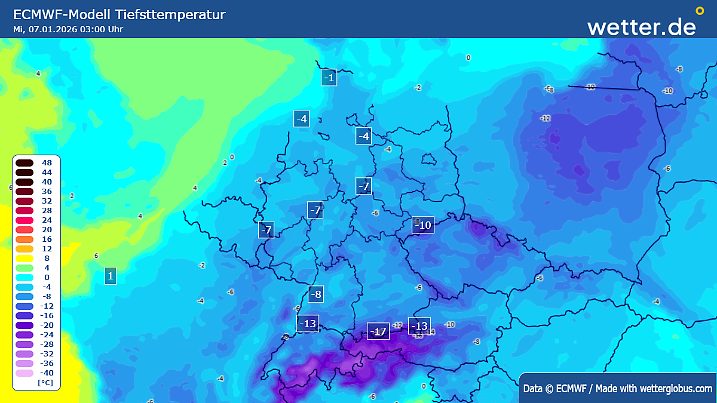 So bitterkalt wird die Nacht auf Mittwoch.
