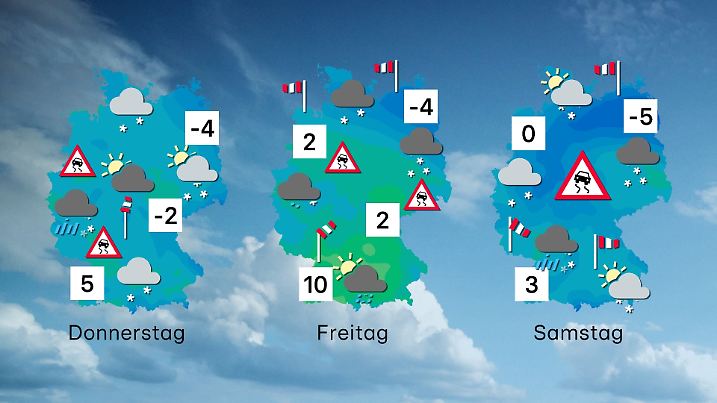 Wettervorhersage für 3 Tage ab Donnerstag