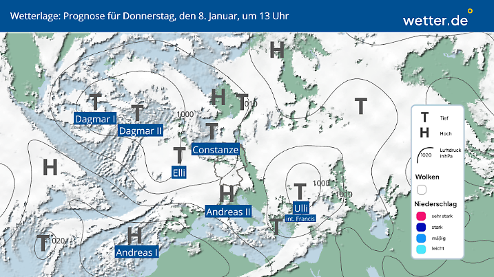 Da ist einiges los in der Atmosphäre über und rund um Deutschland.