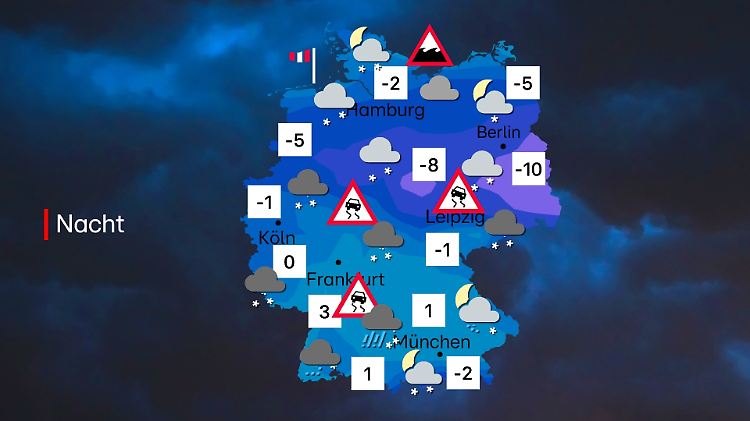 Schnee, Regen und Glätte: Wintertief Elli sorgt für eine turbulente Nacht