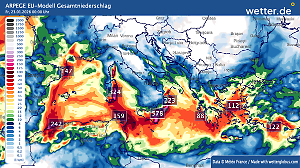 Starkregen und Sturm - Unwetterschwerpunkte Europa aktuell