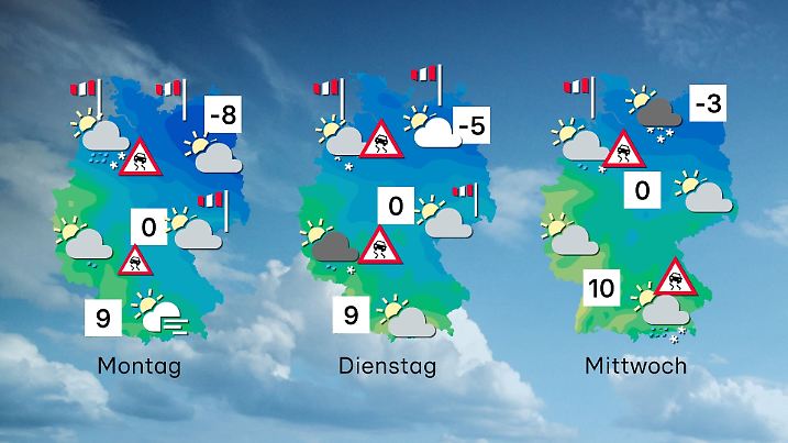 Wettertrend von Montag bis Mittwoch