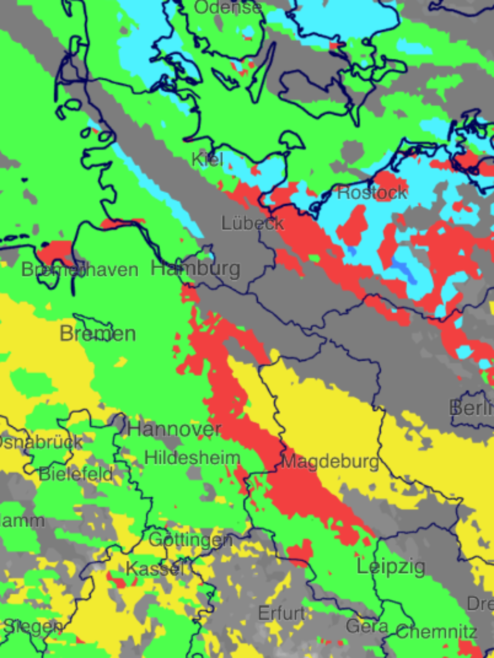 Hier drohen weiterhin gefrierender Regen, Schnee und Glätte