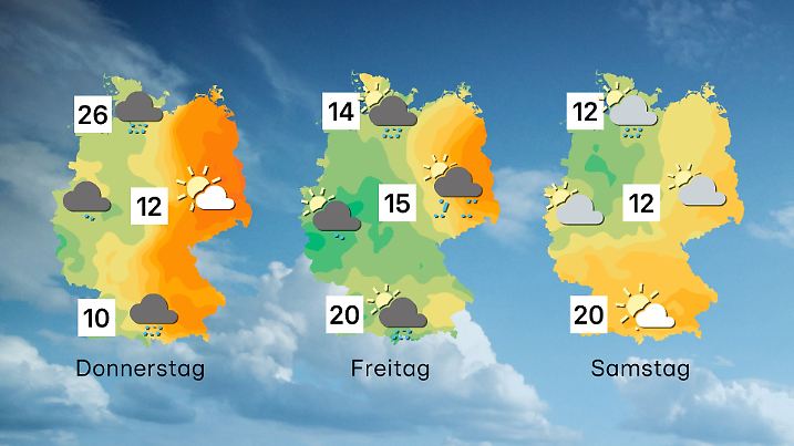 Wettervorhersage für 3 Tage ab Donnerstag