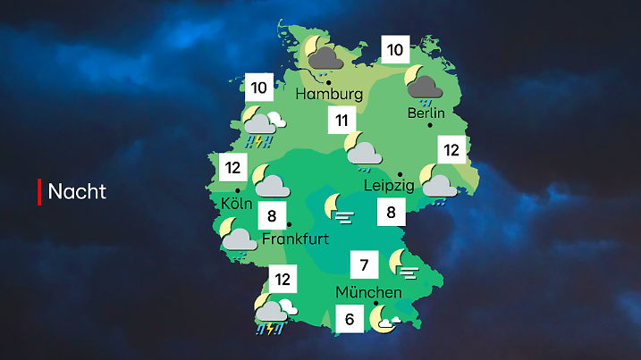 Das Wetter in der Nacht zu Mittwoch, 16. April 2025