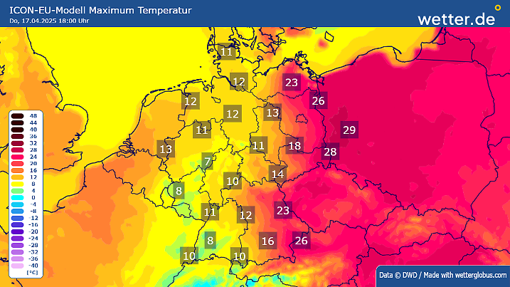 Knapp 30 Grad am Donnerstag? In Polen wahrscheinlich, in Deutschland eher unwahrscheinlich, im Westen meilenweit entfernt!