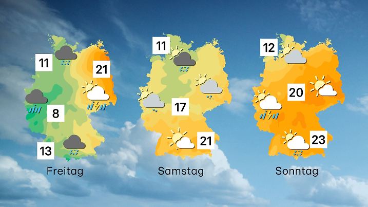 Wettervorhersage für 3 Tage ab Freitag