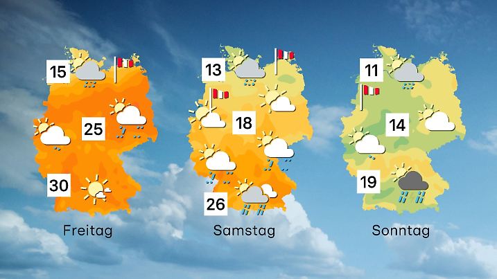 Wettervorhersage für 3 Tage ab Freitag