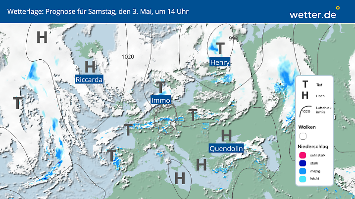 Die Wetterlage am Samstag, 3. Mai 2025