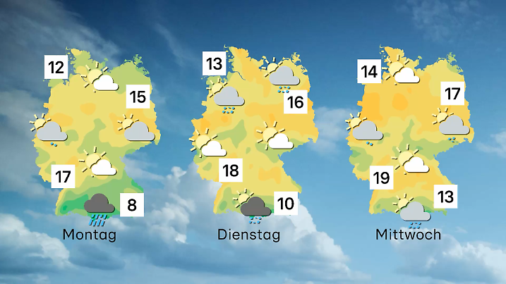 Der Wettertrend von Montag bis Mittwoch