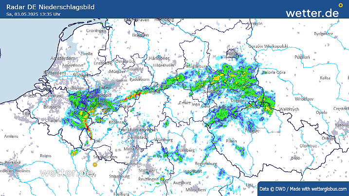 Regenradar von 15.35 Uhr