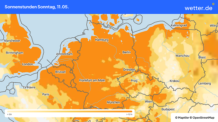 Die Sonne scheint an Muttertag den ganzen Tag in Deutschland.