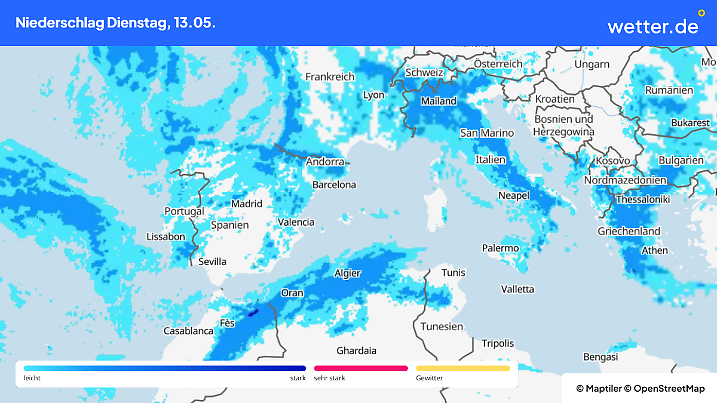 Am Dienstag könnten wir bis zu 200 Liter pro Quadratmeter Regen in Nordafrika erreichen.