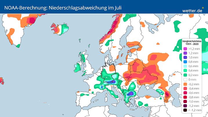 Regenprognose für den Juli 2025