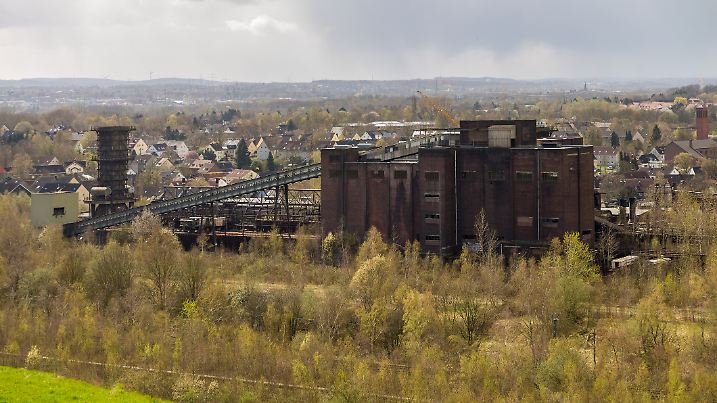 Dortmund, North Rhine-Westphalia, Germany - April 07, 2016: View over Kokerei Hansa (Hansa coking plant), seen from Deusenberg