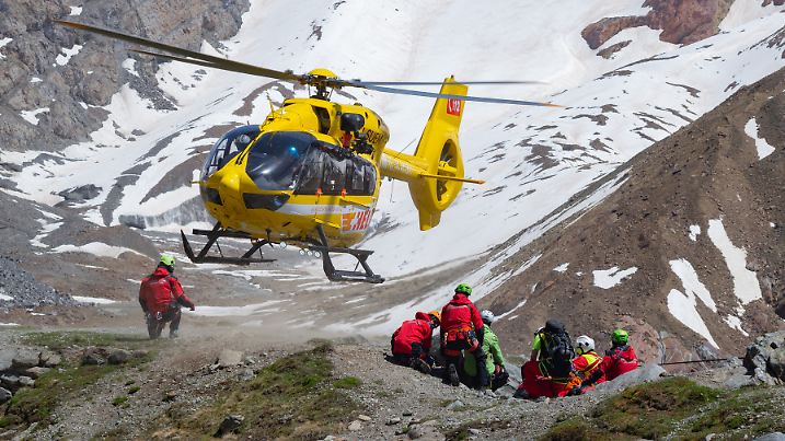Helicopter rescue exercise in italian Alps