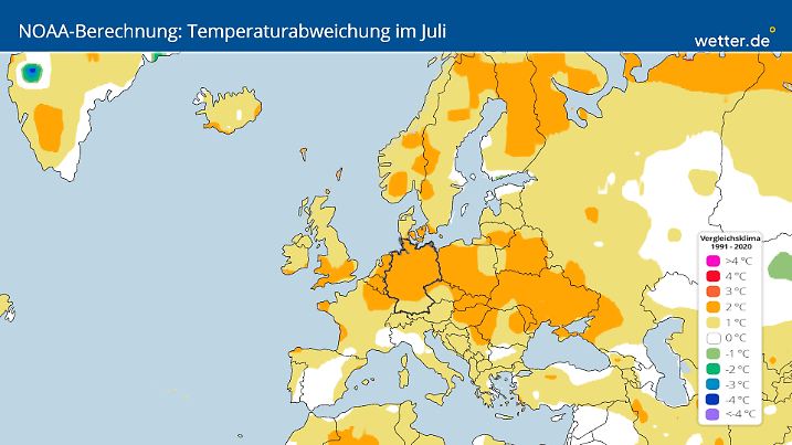 Für Deutschland wird der Juli deutlich zu warm berechnet.