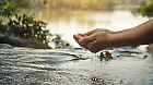 Frau hält Wasser in ihren Händen