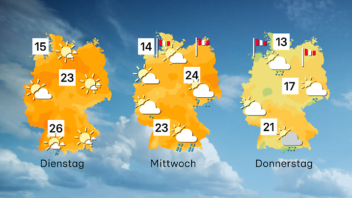 Wetterkarte für drei Tage