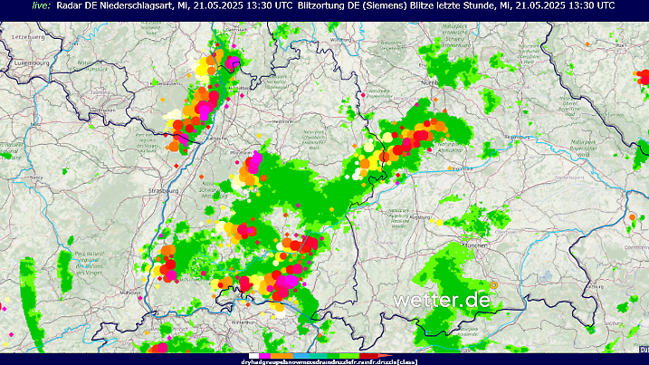 Um 15.30 Uhr gewitterte es im Südwesten Deutschlands schon heftig. 