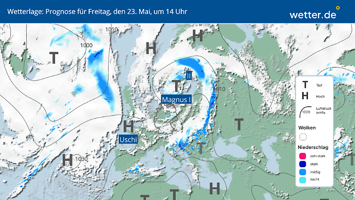 Wetterlage für Freitag, 23. Mai in Deutschland