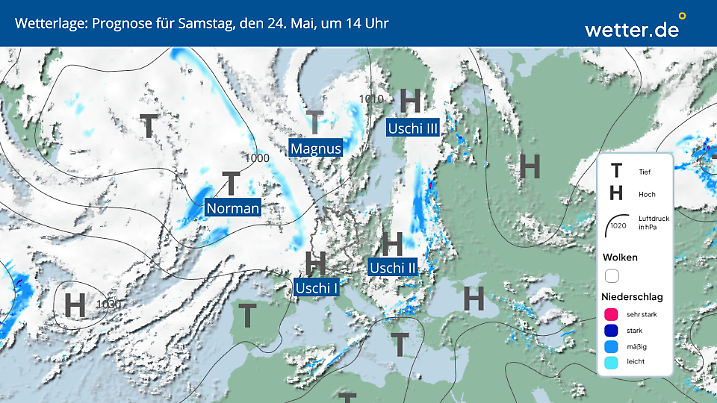 Die Tiefs geben sich bis einschließlich nächsten Mittwoch die Klinke in die Hand.