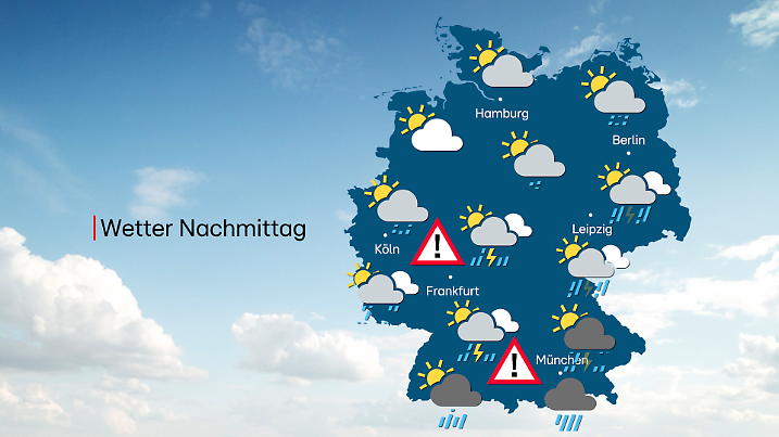Wetterprognose für heute Nachmittag: Verbreitet drohen Gewitter