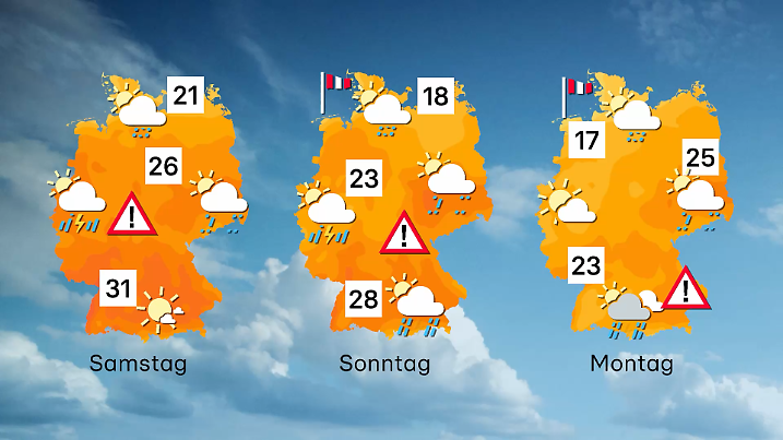 Am Wochenende wird es teils heiß, aber es drohen auch Gewitter mit Unwetterpotenzial