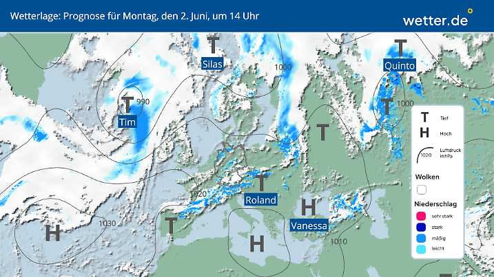 Prognose: Wetterlage am 2. Juni